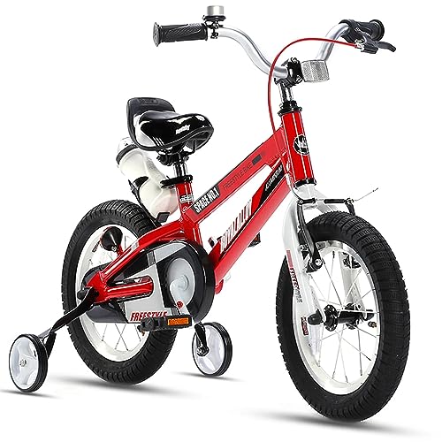 Image of RoyalBaby Boys Bike Freestyle Premium 14 Inch Kids Bike for Age 3-9 Years, with Training Wheels and Water Bottle