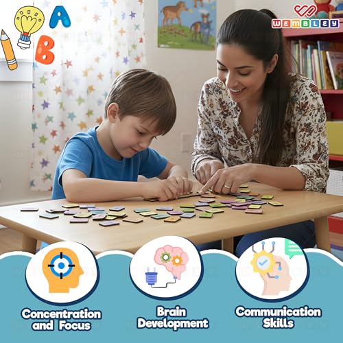 Image of Wembley Sentence Building Game for Kids Age 4-8 Years | Montessori Educational Word Spelling & Vocabulary Learning Toy | English Reading, Grammar & Sight Words Activity with Colorful Word Tiles