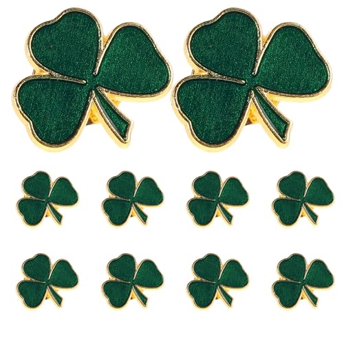 BESTYASH Packung mit 10 Kleinen Kleeblatt-anstecknadeln zum St. Patrick's Day, Kleeblatt-broschen, Dreiblättrige St. Patrick's Day-brosche für Damen, Souvenirs zum Irischen Festival