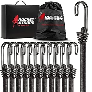 Rocket Straps Bungee-Seil-Sortiment – 12 Stück 182,9 cm Doppel-J-Haken