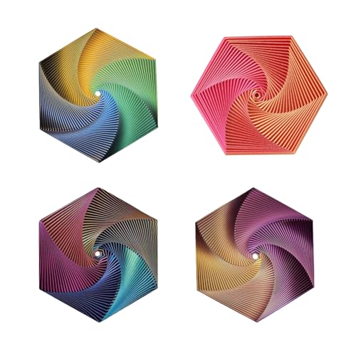 Fractal Fidget Hexagon, Desk Spinning Colorful Fidget Cubes Sensory Toys ,3D Printed Anti-Anxiety and Stress Relief Hexagonal Spiral Toys for Kids and Adults, 2.5in per Toys (4PCS)