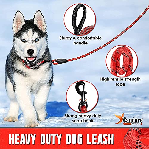 Candure Hundeleine für Große und Kleine Hunde - Trainingsleine, Bissfest, Schleppleine Rund mit Weich Gepolsterter, Tauleine 1.5M Dog Leash Hausleine