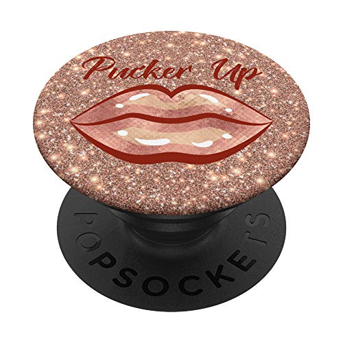 Pucker Up Lipstick Lips Girly Glam Kiss PopSockets PopGrip: Swappable Grip for Phones & Tablets