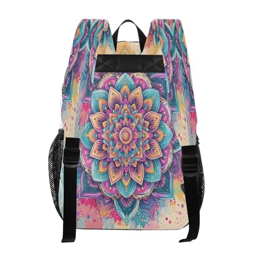 Watercolor Mandala Flower Clear Backpack Heavy Duty See Through Transparent PVC BookBag for Kids Boy Girl School Work3