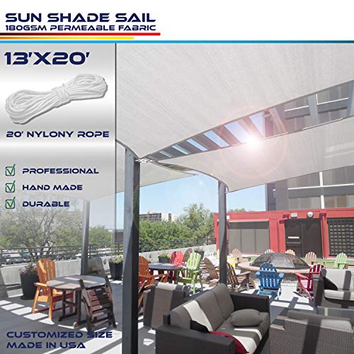 Windscreen4less 13' x 20' Sun Shade Sail UV Block Fabric Canopy in Light