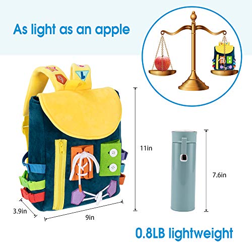 Image of Busy Board - Toddler Backpack with Buckles and Learning Activity Toys - Develop Fine Motor Skills and Basic Life Skills - Learn to Tie Shoes - Children's Travel Toy