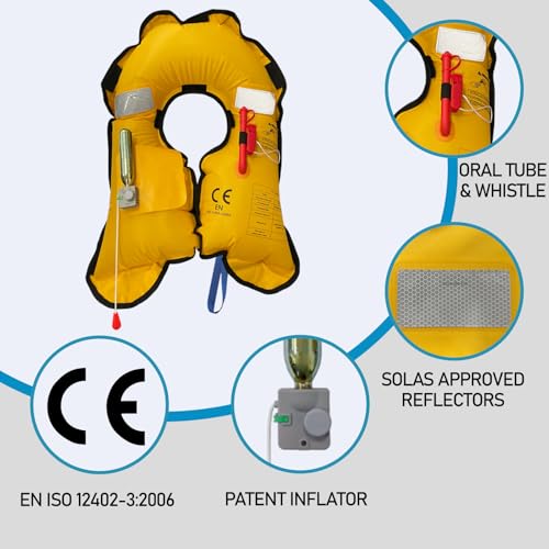 Image of Manual Inflatable Life Jacket for Adults| Supports up to 330 lbs