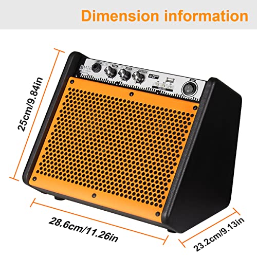 Image of Coolmusic Drum Amplifier 20W, Wireless Electric Drum Speaker Keyboard Amp, Mini DM20 Portable for Home Practice (Orange)