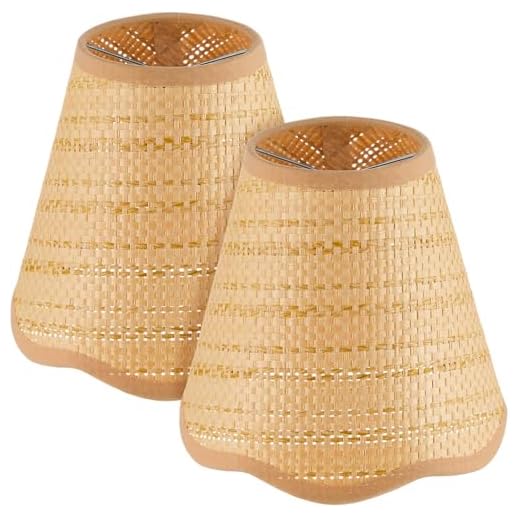Glooglitter 2 Pcs Clip-On Chandelier Lamps Shade Small Scalloped Lampshade 3"Top x 6"Bottom x 5-1/4"Slant Height Brown Lamp Shade Chandelier or Accent Lamp (Boho)