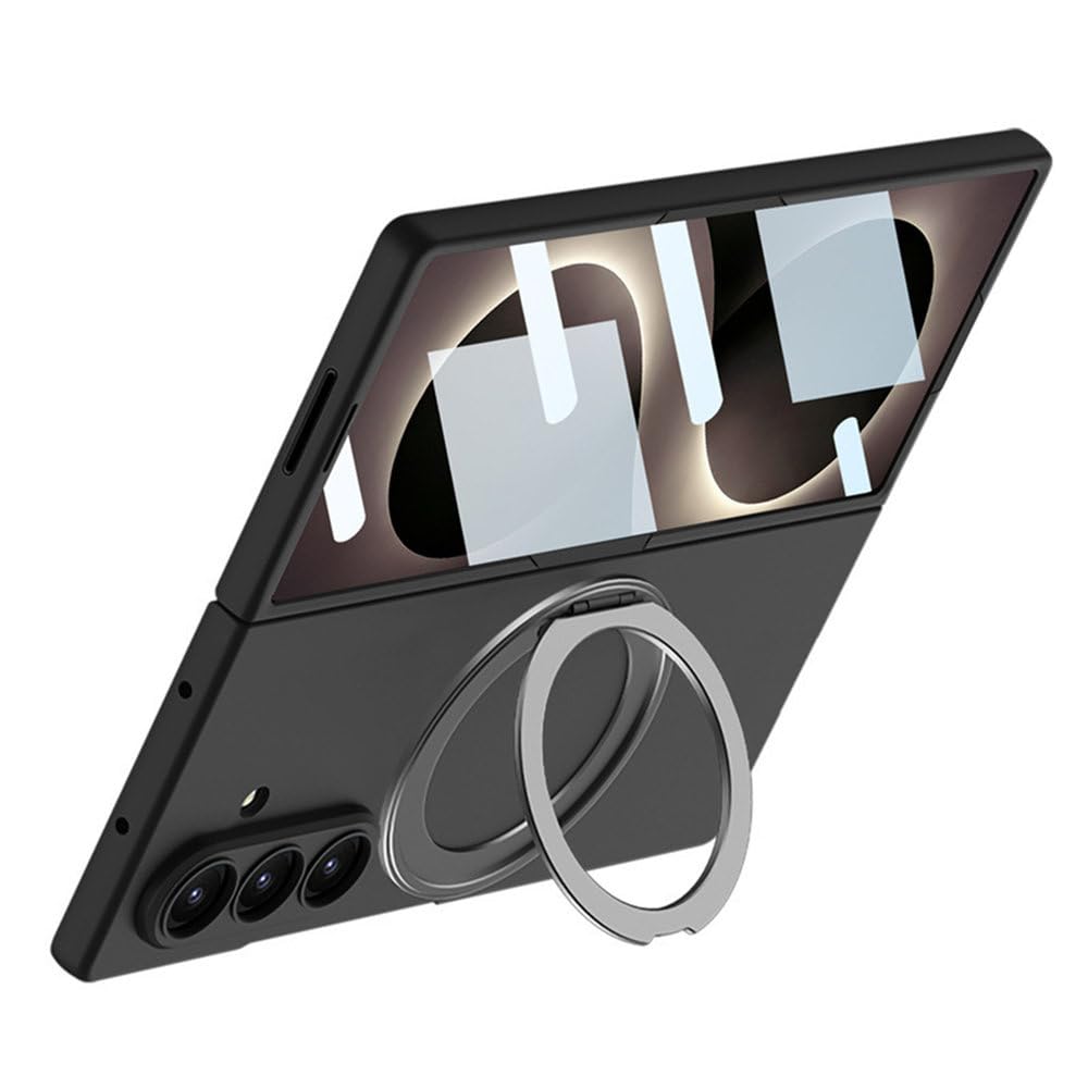 Cover per telefono ultra sottile in PC rigido con vetro temperato e anello girevole per Samsung Galaxy Z Fold 8 Ultra, con ricarica wireless e antiurto, colore grigio, per Samsung Galaxy Z Fold 8 Ult