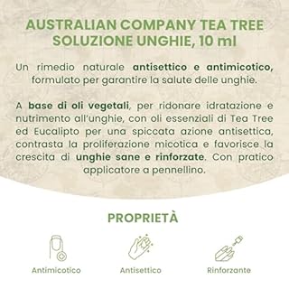 Soluzione Unghie, favorisce la crescita di unghie sane e rinforzate, aiuta a contrastare la micosi in modo naturale, con pratico applicatore a pennellino10 ml Australian Company Tea Tree