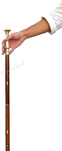 Miniatura 8 de Bastón de madera con mango de latón  Bastón de movilidad de estilo vintage hecho a mano para hombres y mujeres  Eje de madera maciza con agarre