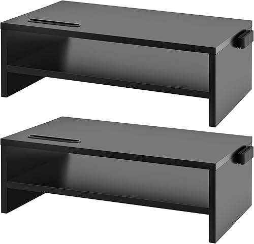 Miniatura 1 de Marbrasse Soporte elevador para monitor, paquete de 2 soportes para monitor de computadora de 16.5 pulgadas, 2 niveles, soporte de impresora para