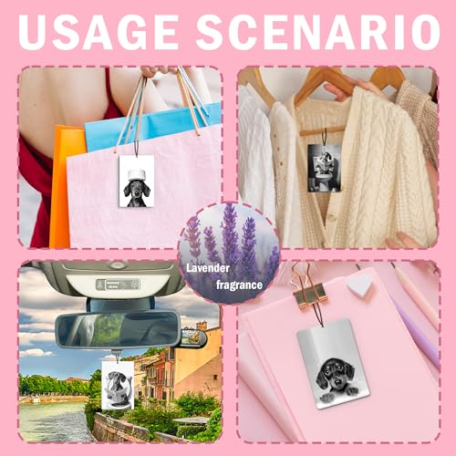 Image of Funny Bathroom Dachshund Car Air Freshener 4Pcs, Weiner Dog Gifts for Women Men Air Freshener for Bathroom Car Interior Closet Drawer Books, Dachshund Doxie Gifts Car Mirror Decor Hanging