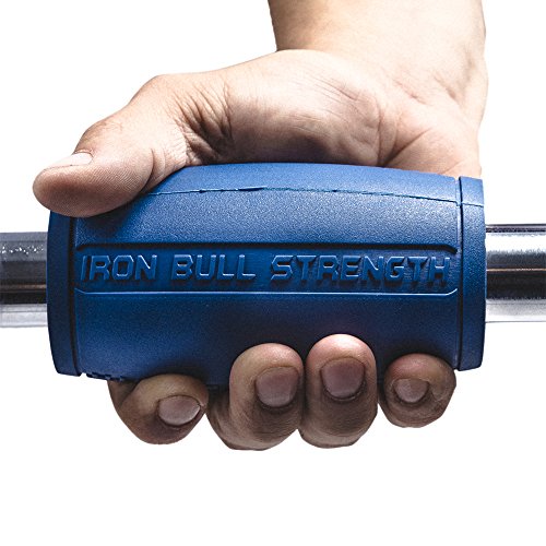 Iron Bull Strength Alpha Grips 2.5 - Extreme Arm Blaster - Best Dumbbell and Barbell Thick Bar Adapter (Blue) - Thumbnail 5