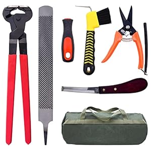 14 inch Horse Farrier Tool Kits – 6Pcs Professional Hoof Trimming Farrier Tools, Can Easily Trim The Hooves of Horses, Cows, Sheep, Donkeys and Other Medium-Sized Animals