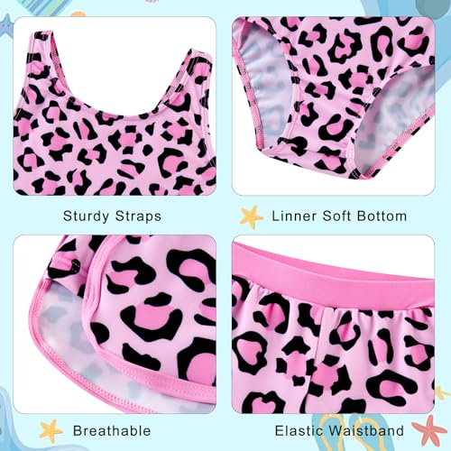 Image of TUONROAD Toddler Girls One Piece Swimsuit 2Pcs Bathing Suit Kids Swimwear with Short for 3-9