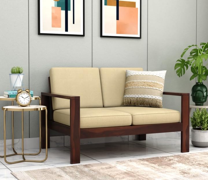 SUNCOM Sheesham Wood Sofa 2 Seater for Livingroom - Double Seater Sofa for Home - Wooden Sofa Set for Home Furniture - Two Seater Sofa Couch for Bedroom (Walnut Finish)-image-48