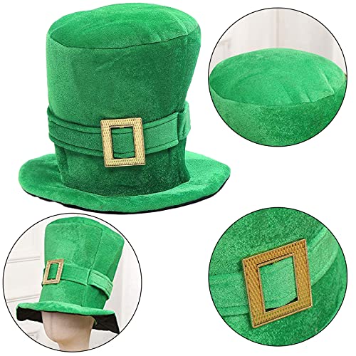 Wittocs St Patricks Day Hats Men Women St. Patrick's Day Shamrock Green Velvet Top Hat Green St. Patricks Day Party Favor Accessories Green Christmas Tree Topper Hat #TOP1