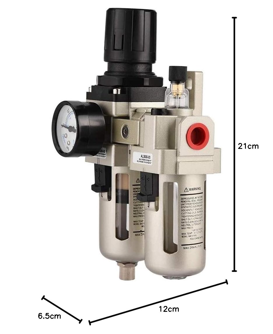 Ejoyous Unità di manutenzione dell'aria compressa 3/8: separatore acqua, separatore olio, riduttore di pressione, regolatore di pressione per compressore d'aria