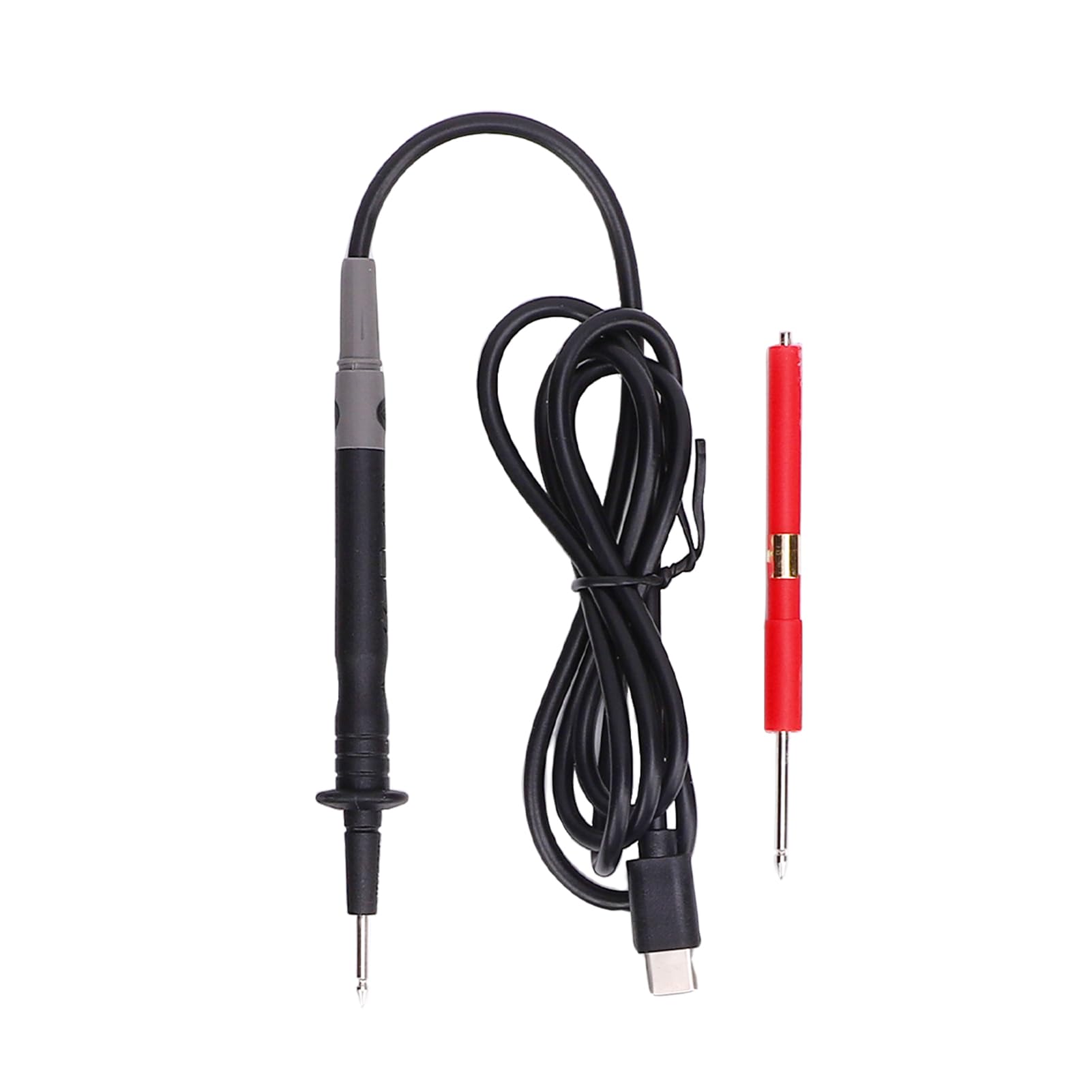 Kit saldatore portatile 2 in 1, display OLED, temperatura regolabile (Nera) | Riscaldamento rapido e spegnimento automatico con puntali per multimetro per test elettrici