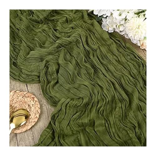 OZLCUA Runner da tavola in Garza 10pcs Voile Cheesecloth Table Runner Semi-Sheer Gauze Dining Table Decoration for Wedding Party,Wedding Arch Draping Fabric Lavabile Tablerunner(Green)