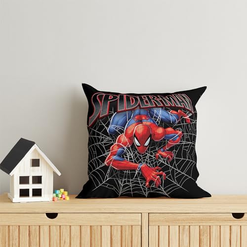 Image of Sassoon Spiderman Reversible Cartoon Printed Cushion Cover, Black (Pack of 1)