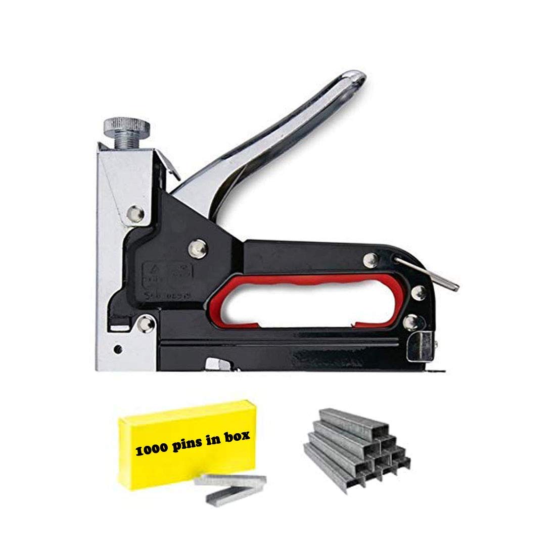 ATHA Stapler Gun || Heavy Duty Staple Gun Tacker with 1000 Staple Nails || 3 in 1 Shooting Nailer Stapler with Pins for Furniture Woodworking Stapler Tools (Multicolor)