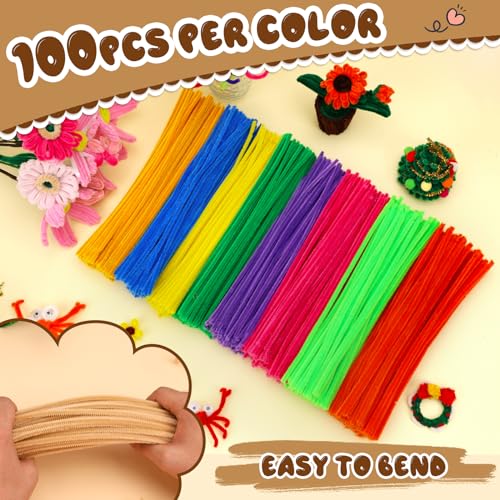 Image of Hssugi 100PCS Pipe Cleaners, Cream Brown Chenille Stems Craft Supplies | Pipe Cleaners Craft Supplies, Pipe Cleaners Bulk Fuzzy Sticks for DIY Art and Craft Projects Home Decoration