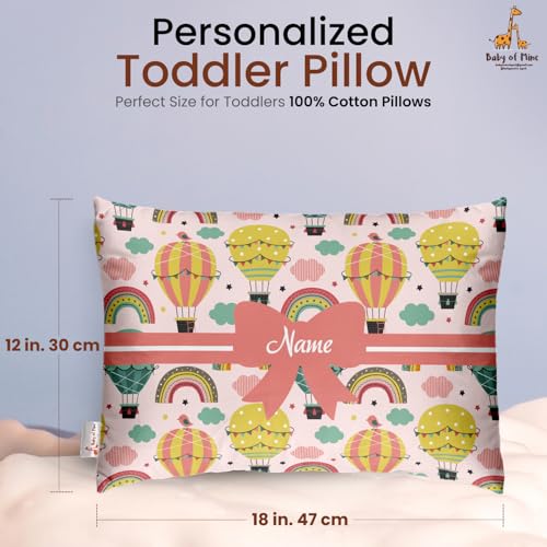 Image of Personalised Premium Baby Pillow - Super Soft Cotton Cushion for Kids (1 Month-5 Years), Cute Cartoon & Animal Prints, Neck Support, Head Shaping Pillow for Baby Sleep & Bedtime Comfort