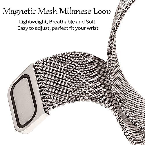 JOYOZY Magnetic Band Compatible with Apple Watch Band 38mm 40mm 41mm 42mm 44mm 45mm 46mm Milanese Strap with Bling Glitter Case Built-in Screen Protector Dressy Stainless Steel iWatch Loop for Women