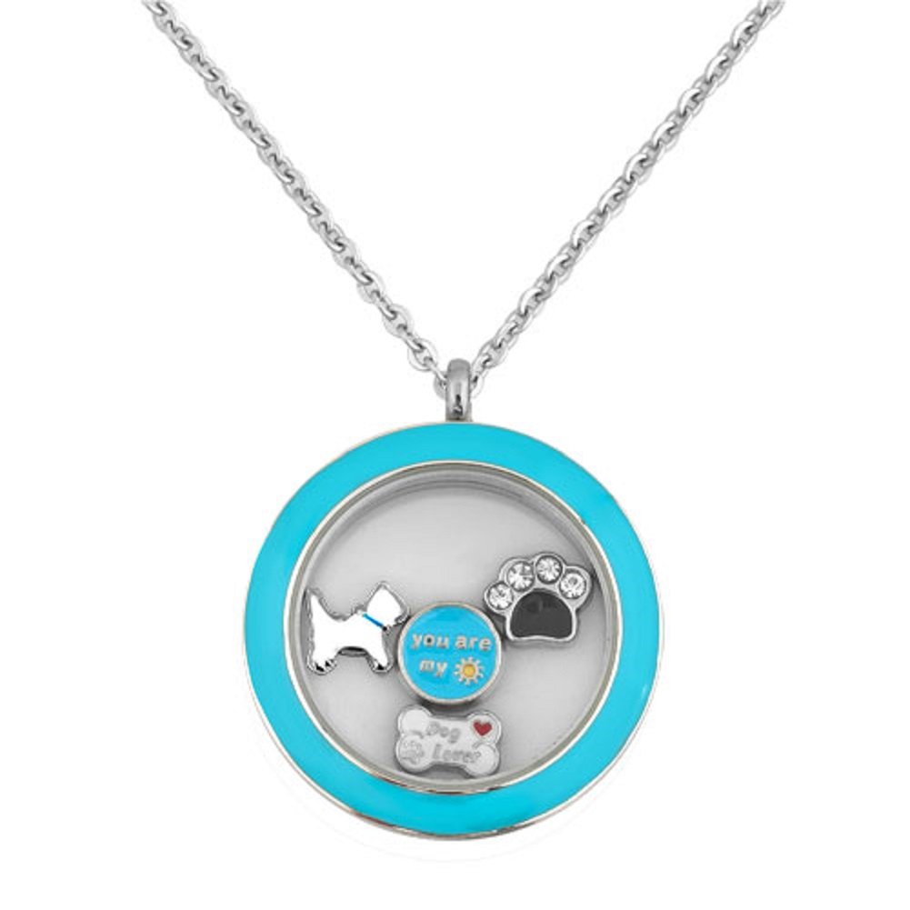 Cory Keyes Love Dogs Pet Memorial Floating Charms In Living Memory Glass Locket Necklace