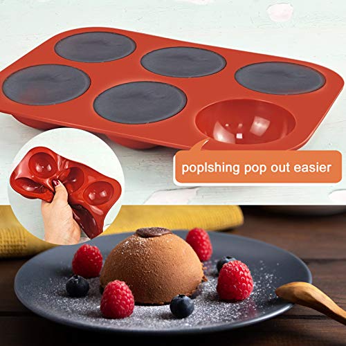 BUSOHA Silicone Molds for Chocolate - 3 Pack 6 Cavity Cake Baking Silicone Molds,Medium Semi Sphere Baking Mold for Making Hot Chocolate Bomb, Jelly, ice cube,Pudding, Dome Mousse