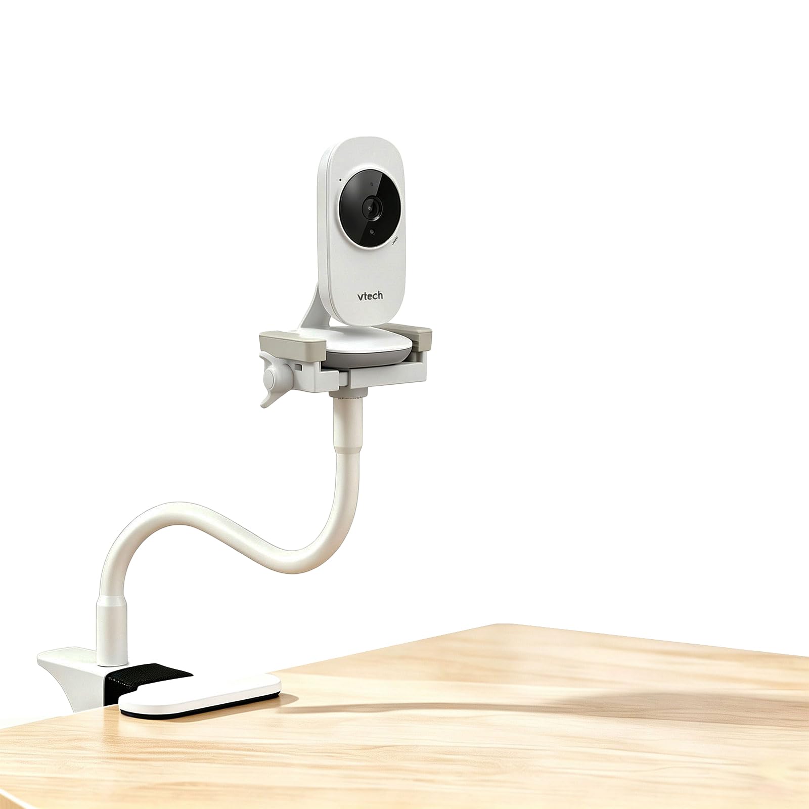 Soporte para monitor de bebé compatible con la cámara VTech VM819 para monitor de bebé, brazo de cuello de cisne largo, soporte de abrazadera de clip flexible, soporte de clip ajustable para bebé sin