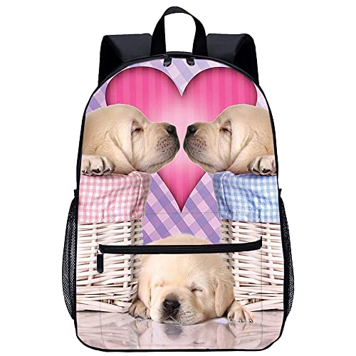 Sac d'école enfants imprimé 3D chien grand sac à dos voyage scolaire mixte