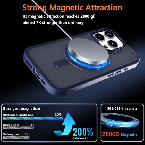 Image of Magnetic iPhone 16 Pro case,Compatible with Magsafe, Military-Grade Protection,Slim Translucent Matte Shockproof with Anti-Scratch Anti-Fingerprint Phone Cover (Dark Blue, iPhone 16 Pro)