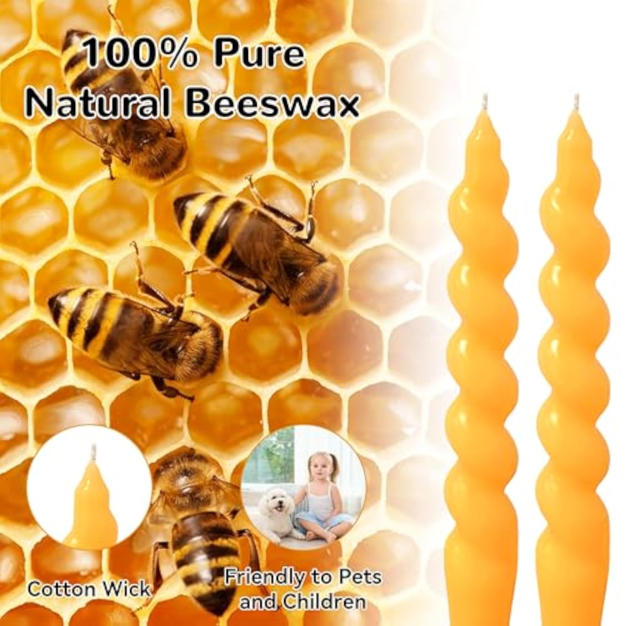 Beeswax Taper Candles Spiral Candlesticks
