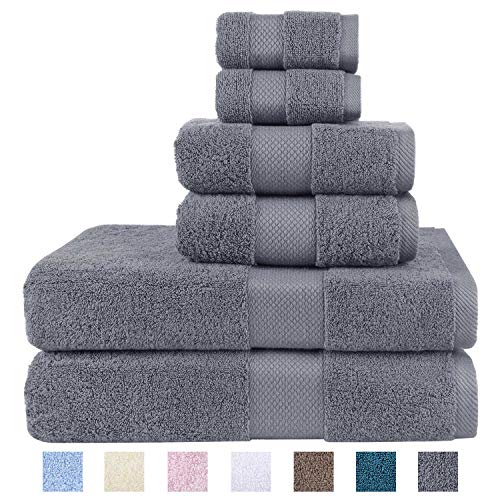 Wonwo 100% Cotton Towel Sets, 600 GSM Luxury Bath Towels 6 Piece Set