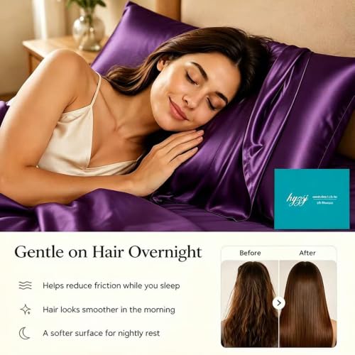Mulberry Silk Pillowcase with Hidden Zipper,Standard Size Purple - image 7