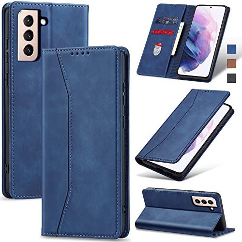 Image of Jasonyu Flip Wallet Case for Samsung Galaxy S21 Plus /S21+ 5G,Blue