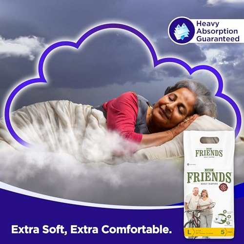 Image of Friends Easy Adult Diapers Tape Style -(Large) with odour lock and Anti-Bacterial Absorbent Core- Waist Size 29.53-57.09 Inch ; 75-145 Cm