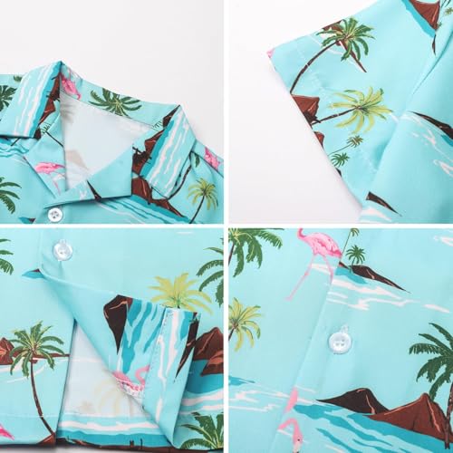 Image of SANGTREE 3 Piece Boy Outfits Short Sleeve Shirt and Shorts Set Beach Vacation Summer Clothes, 3 Months - 9 Years