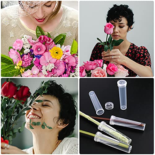 AIEX 48pcs Floral Water Tubes Reusable Plastic Flower Tubes with Silicone Cap for Flowers Plants 7.2x1.8cm/2.8x0.7inch(White Clear) image 3