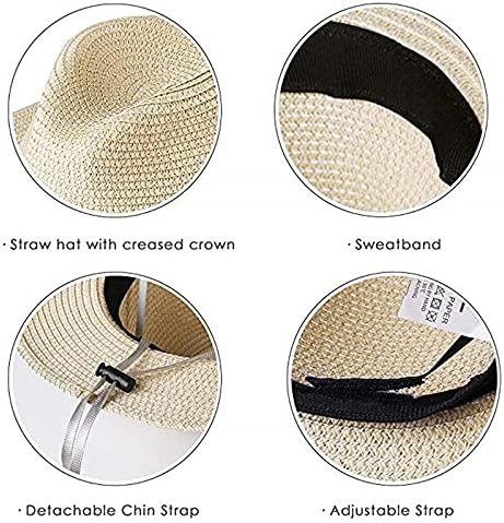 [HWAFEI] 日よけ帽 パナマハットサマーサンハット女性用マンビーチストローハット男性用UVプロテクションキャップ