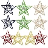 Alipis 10 Stück Teiliges Bunte Rattan Sterne Handgeflochtene Sternanhänger für Weihnachtsdeko Kinderzimmer Party Hochzeitsdekoration Geeignet für Kindergarten Hotel Wohnzimmer