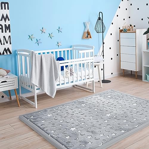 Image of MAXYOYO Play Mat, 1.2" Thick Memory Foam Soft Padded Carpet with Non-Slip Backing, Japanese Tatami Rug Living Room for Kids Toddler Children Nusery