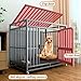 RUYICZB Dog Crates, Dog Kennel Indoor Indestructible Escape-Proof Heavy Duty Metal Dog Crate with Wheels High Anxiety Indestructible Dog Cage Double Door and Removable Tray,24