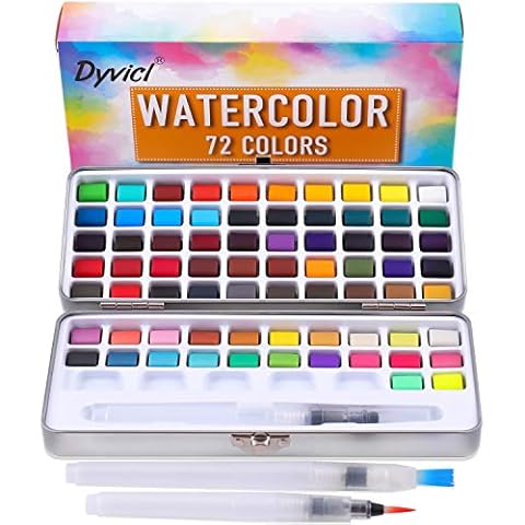 Dyvicl Watercolor Paint Set, 72 Colors in Pocket Box with Water Brushes, Protable Travel Watercolor Set for Kids, Adults, Beginners, Artists Painting Cover