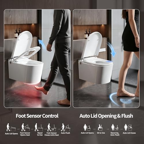 Image of DeerValley Wall-Hung Smart Toilet with Bidet, Auto Open /Close, Foam Shield