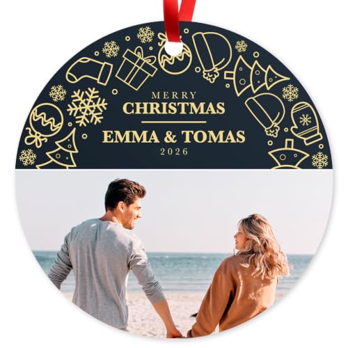 Personalized Christmas Ornament, Custom Image Photo and Name Christmas Tree Decoration 2025 Velvet Pouch Included, Large Round Ornament